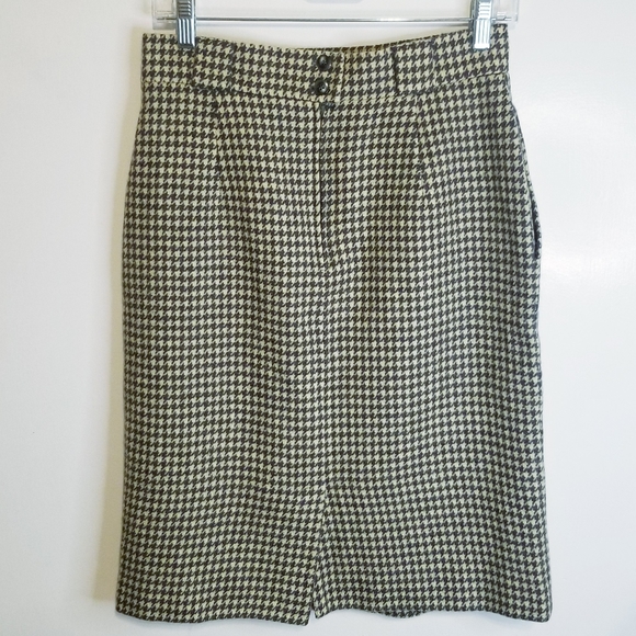 Vintage Jones New York Houndstooth 100% Pure Wool Skirt - Picture 6 of 15